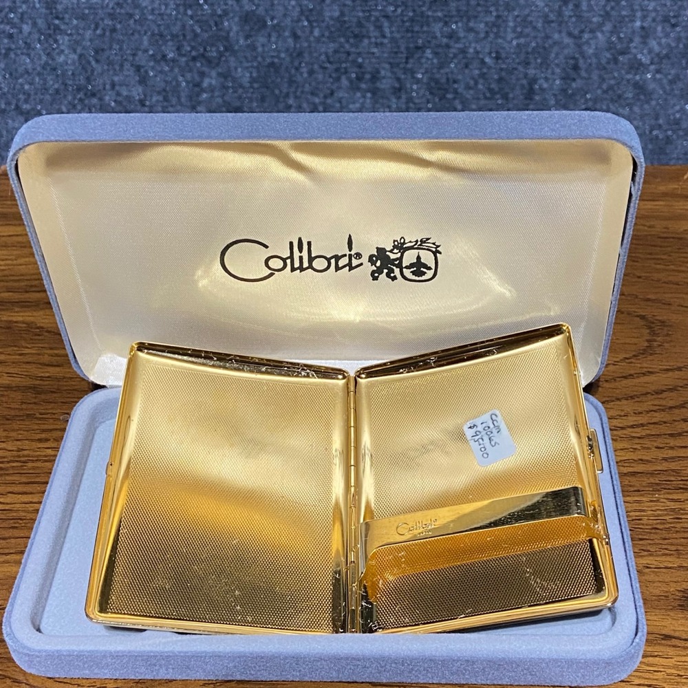 Colibri Vintage Gold Tone Pink Striped Lighter and Cigarette Case Set CCM-1006-S - Picture 5 of 10